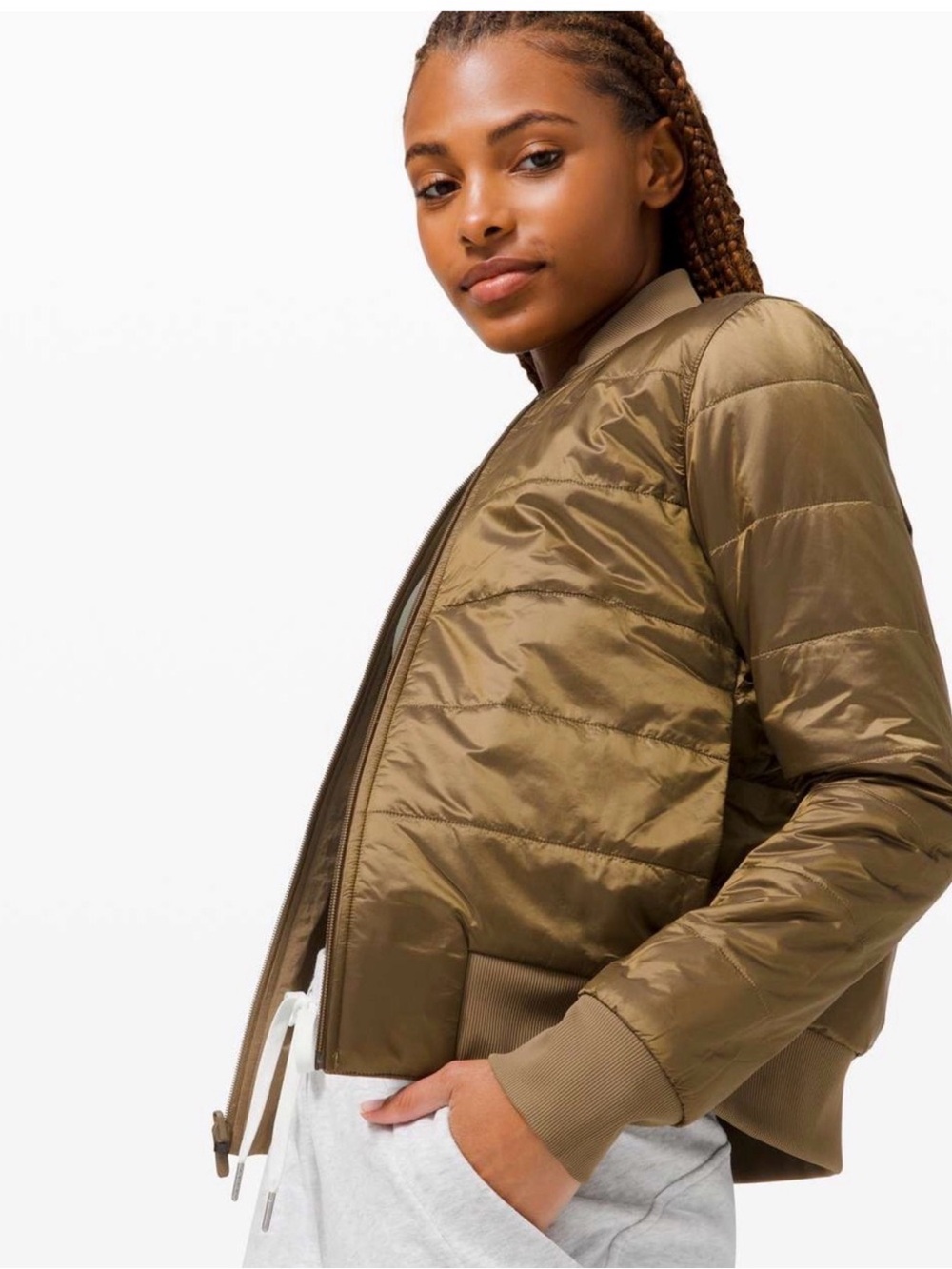 lululemon Bronze reversible Quilted Bomber Jacket